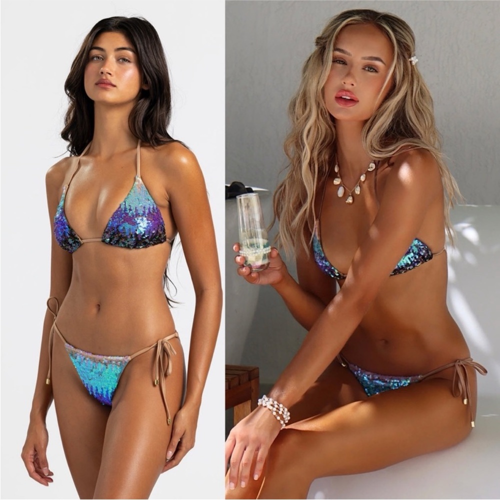 Beach Bunny Ariel Sequin Bikini Set - Blue and Purple